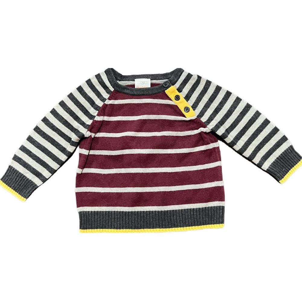 Hanna Andersson Boys Striped Knit Sweater With Elbow Patches size (70) 6-12M